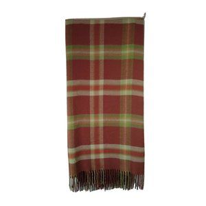 Woolrich Plaid Throw Cover Blanket Brown Tan Green 55x62 inches